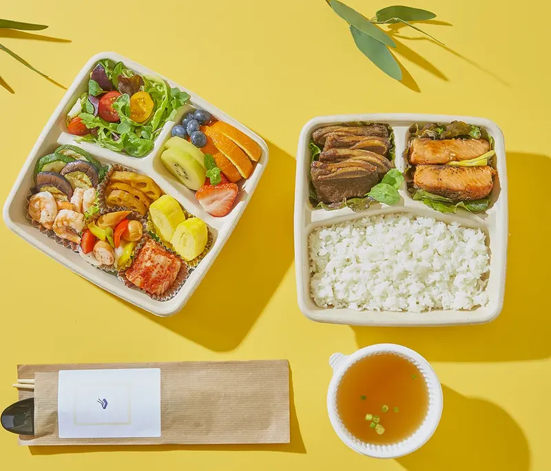트윈 LA갈비 & 연어스테이크 도시락