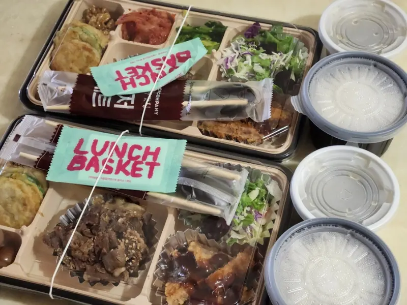 런치바스켓 단체도시락 실제 사진